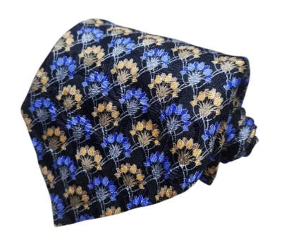 Corbata floral negra azul dorada Robert Talbott 100 % seda para hombre Foto 1 de 4