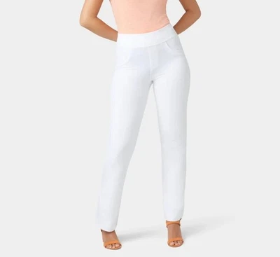 Leggings HUE Algodón Suave Blanco Hasta el Tobillo Nuevos con Etiquetas Bolsillos $48 Talla S Pierna Recta Foto 1 de 4
