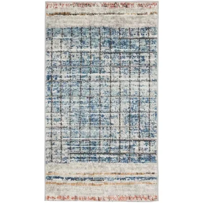 Felpudo Concerto azul 2 pies X 4 pies alfombra abstracta contemporánea para cocina Foto 1 de 4