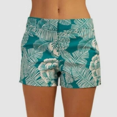 Pantalones Cortos Trina Turk Corbin Estampado Botánico 6 Teal Tropical Vacation Resort Nuevos con Etiquetas Foto 1 de 4
