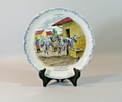 ASSIETTE  PARLANTE ANCIENNE,  série  Cavaliers, n° 12, France - Photo 1/4