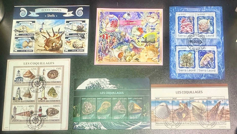 B653, 6 Large Souvenir Sheets Featuring Sea Shells - Image 1 of 1