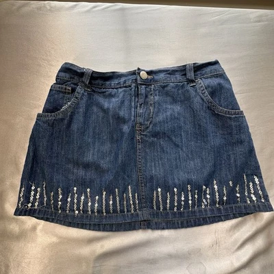 Disney Denim Skort With Sequence Big Girls Size 16* - Image 1 of 4