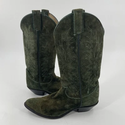 Botas vaqueras vintage Tony Lama de cuero gamuza verde para mujer talla 5,5 B - S2661 Foto 1 de 4