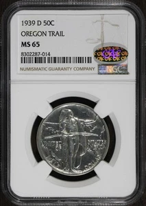 1939-D (MS65 CAC) Oregon Trail Commemorative Half Dollar 50C NGC - Picture 1 of 4