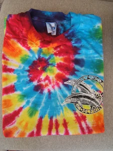 Bright Tie Dye Tee Shirt L 100% Cotton Dolphin Marine Life San Diego - Picture 1 of 6
