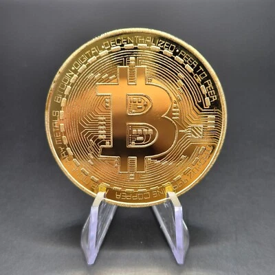 BITCOIN Münze Gold | BTC Coin Kryptomünze | inkl. Münzkapsel - Bild 1 von 4