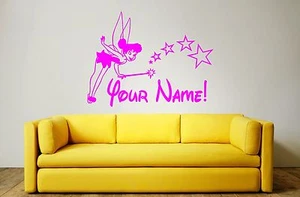 TINKERBELL Wall Art Sticker, Decal, Mural - PERSONALISE FOR FREE - 90 x 57cms - Picture 1 of 2
