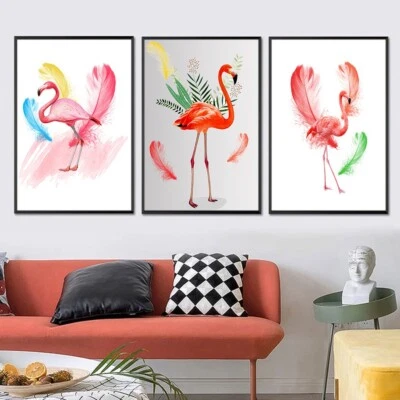 Arte de pared flamenco lienzo pintura colorido lienzo impresión mural hogar habitación decoración Foto 1 de 4