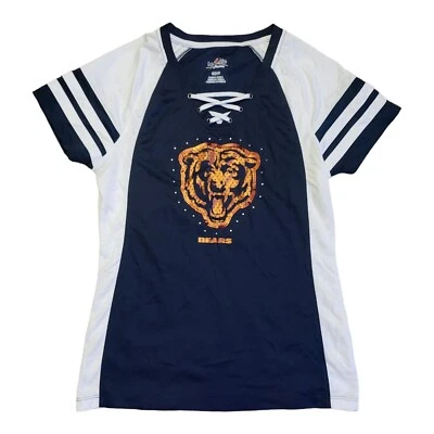CHICAGO BEARS Womens Jersey Majestic Fan Fashion Sequin Design Shirt  Size Small - Image 1 of 4