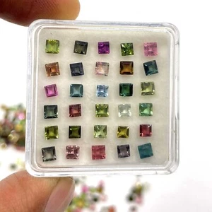 Natural Multi Tourmaline Square Cut Loose Gemstone Lot 65 Pcs 3 MM 10 CT - Picture 1 of 4