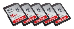 5x Lot SanDisk Ultra 16GB 80MB/s SD SDHC SDSDUNB Camera Card Lot 5 x 16 GB