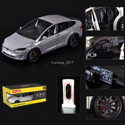 1:24 Tesla Model X Model Car Diecast Toy Cars Boys Toys for Kids Gifts Grey - Image 1 of 4
