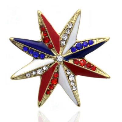 Broche prendedor estrella roja azul bandera estadounidense día de la independencia 4 de julio  Foto 1 de 2