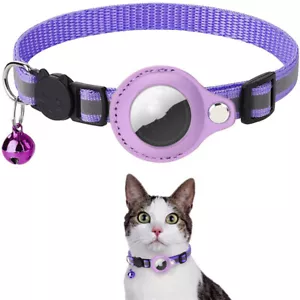 Dog Cat Collar Holder Case with Bell For Apple Air Tag Anti Lost Pets Purple usa - Picture 1 of 2