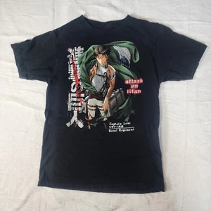 Attack on Titan Captain Levi Anime Manga Black Graphic T Shirt Tee Size Small - Picture 1 of 6