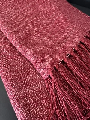 Chenille Red Fringed Rayon Throw Blanket Christmas Charter Club 41”x 76” Macy’s - Image 1 of 4
