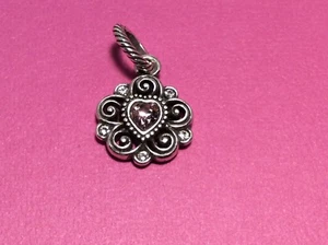 ๐ธ Charm Brighton Argento Rosa Chiaro Fiore Cuore Pietra Nascita Pensionato ๐ธ - Foto 1 di 8