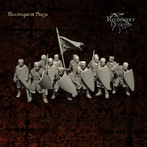 28mm medieval 12th century foot knights 3d printed hail Caesar lion rampant