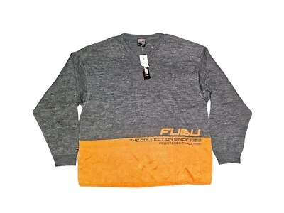 NWT Y2K Vintage FUBU 1990’s The Collection Limited Sweater Sz L Gray and Orange - Image 1 of 4