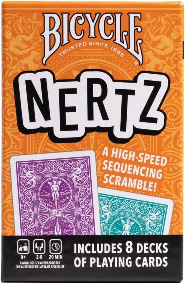 Bicycle Nertz Multiplayer Solitaire Game 8 Colorful Jumbo Playing Card Decks - Image 1 of 1