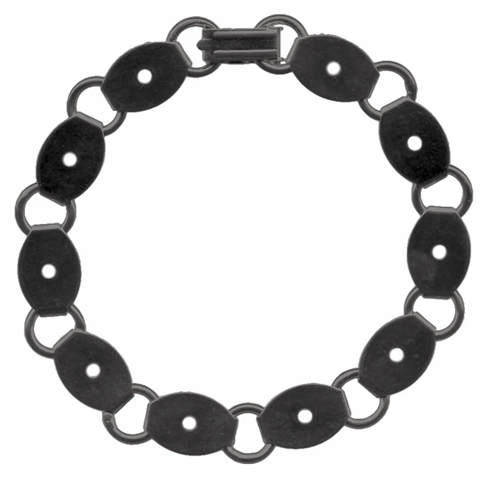 Lote 5 PULSERA EN BLANCO Formas ~ Pistola Metal Acabado NEGRO ~ 10 ALMOHADILLAS OVALADAS PLANAS 14mm Foto 1 de 1