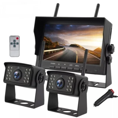 Digital Wireless 7'' Quad DVR Monitor 1080P 2x Backup Camera for Truck Trailer - Image 1 of 4