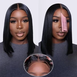 Peluca Bob Sin Pegamento Cabello Humano Wear And Go Pre-cortada 13X4 HD Encaje Frontal Pelucas Rectas - Imagen 1 de 11