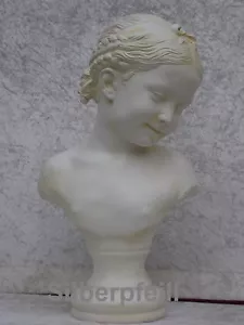 Büste Kind Kopf Figur Frau Stuckgips Skulptur Dekoration Säule Statue Crem 2025 - Picture 1 of 2