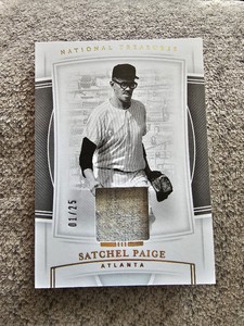 SATCHEL PAIGE 2020 PANINI NATIONAL TREASURES GAME WORN USED PATCH 1/25