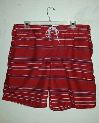 New W/Tags ST JOHN'S BAY Size XXL Swim Trunk Red Striped Mesh Lining 4 Pockets - Image 1 of 4