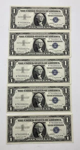 5 Consecutive Serial #'s 1957-A Silver Certs. Gem. - Picture 1 of 3