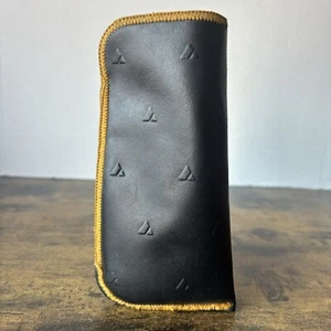 Vintage ADIDAS Old Logo Eyeglass Glasses Sunglasses Case Black Faux Leather Gold - Picture 1 of 16