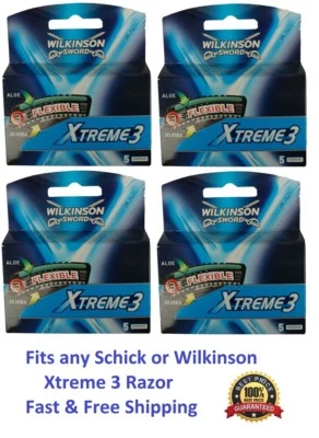 20 Wilkinson Xtreme3 Razor Blades Ft Schick Subzero 3 Shaver Refill Cartridge 16