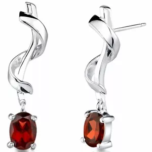 1.5Ct Simulated Red Garnet Stylish New Trendy Drop Earring 14K White Gold Plated - Picture 1 of 2
