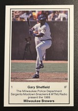 1989 Milwaukee Police Dept. GARY SHEFFIELD **RARE** Rookie RC 1 Brewers Legends