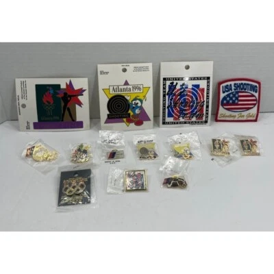 Parche de calcomanías vintage de alfileres del equipo de tiro olímpico de Atlanta 1996 Foto 1 de 4