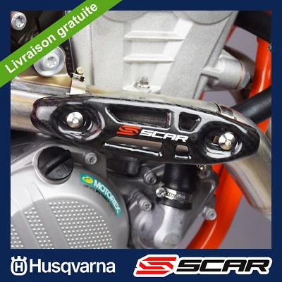 HUSQVARNA FE FC FS 250 350 450 501 CARBON EXHAUST MANIFOLD PROTECTOR - Image 1 of 3