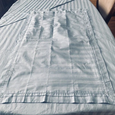 Vtg Springs King Duvet Cover SET 2 Shams Luxury SATEEN India Cotton Blue Stripe - Image 1 of 4