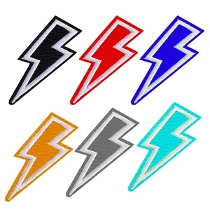 Lightning Bolt Patch Set 6pcs Iron On Sew On Embroidery for Jackets Shirts Caps - Foto 1 di 15