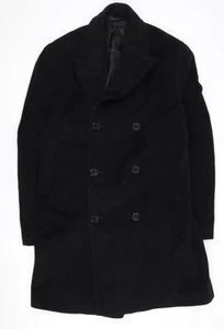 Marks and Spencer Men's Black Pea Coat Medium - Picture 1 of 12