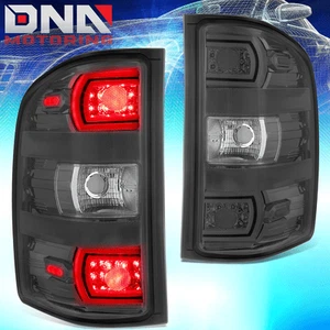 For 2007-2014 Sierra Silverado 1500 2500 3500 HD Black/Smoked Tail Lights Pair - Picture 1 of 8
