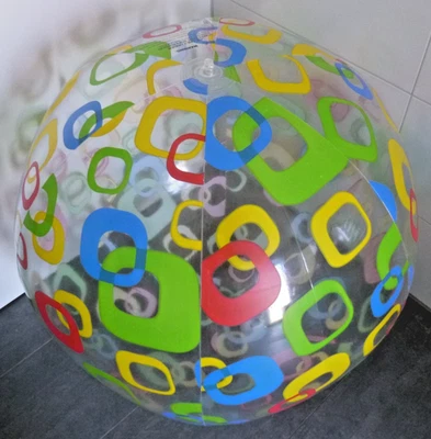 Extrem seltener riesiger WASSERBALL "Rechtecke" von Intex, D = 120cm / 48" - Bild 1 von 4