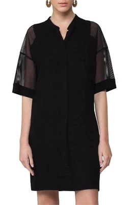 Vestido recto manga 3/4 transparente malla negro Akris Punto talla US 8/FR 40 Foto 1 de 4