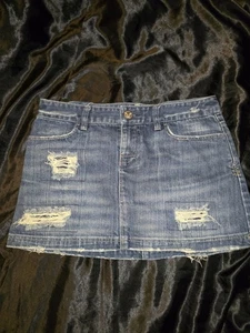 American Eagle Size 2 Distressed Denim Jean Skirt - Picture 1 of 5