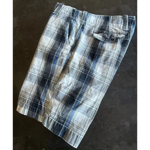 Plugg Co. Men's Plaid Shorts Size 38 Blue Gray White Casual Summer - Picture 1 of 11