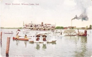 c. 1907 WINONA LAKE, IN, WATER CARNIVAL POSTCARD - Picture 1 of 1