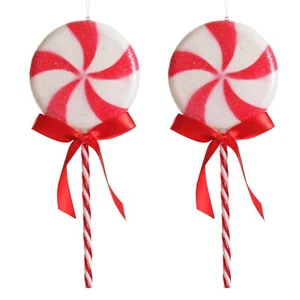 Decoraciones de árbol de piruleta de menta esmerilada - conjunto de 2 - Imagen 1 de 13