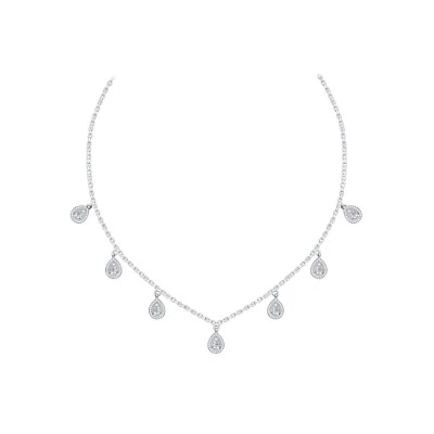 Collar Estación Oro Blanco 14K 0.50 Ctw Redondo Certificado Diamante Real Forma Gota Foto 1 de 4