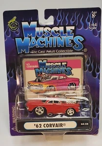 1962 CORVAIR CHEVY BLOWN RED '62 1/64 MUSCLE MACHINES DIECAST CAR 1/1,496 04-58 - Picture 1 of 9
